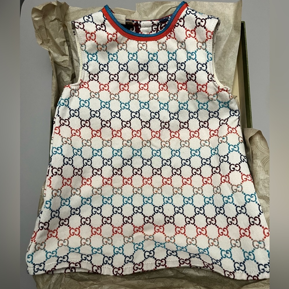 TODDLER GUCCI DRESS.                      MULTICOLOR GG JACQUARD IVORY/MIX
